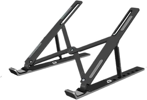 Justerbart ergonomisk laptopstativ for 11-17 tommers bærbare datamaskiner, svart, kompakt design, solid materiale