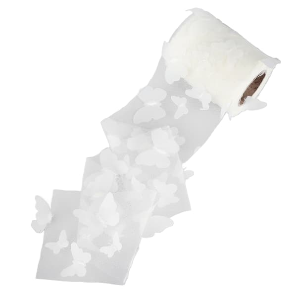 Tyllrull Sy Fargerik Nettgarnrull DIY Hårtilbehør Materiale Stropp Tyllrull Off White