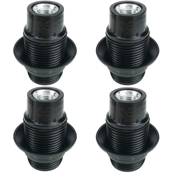 Svart E14-skruv, E14-lamphållare, 4 delar E14-sockel, E14-sockel glödlampa, solid glödlampssockel, svart adaptersockel, lampsockel Dekoration C