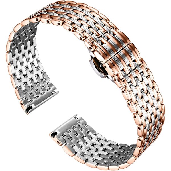 Ultra Tynd Mesh Rem i Rustfrit Stål, Poleret Rem Udskiftningsrem, 20mm Dame Rem Med Sommerfugl Spænde