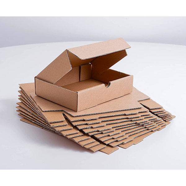 22 x 15 x 5 cm flate pappesker for frakt, e-handel, gaver - 10 stk - Flerbruks kvadratiske esker for pakking av varer, arrangementer, fester, jul