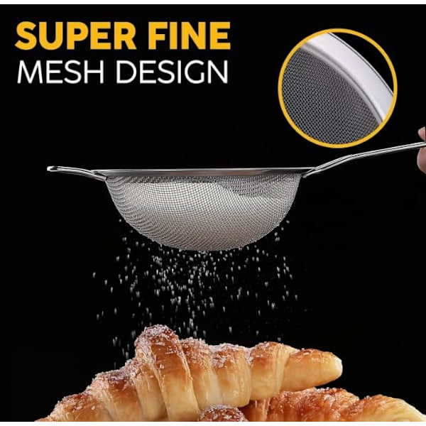 Silar och Silset - 20 cm, 1-pack - Metallsil i rostfritt stål, fint nät | Köksil fint nät, Sil för matlagning, Mjölsil för bakning Silver 20 cm