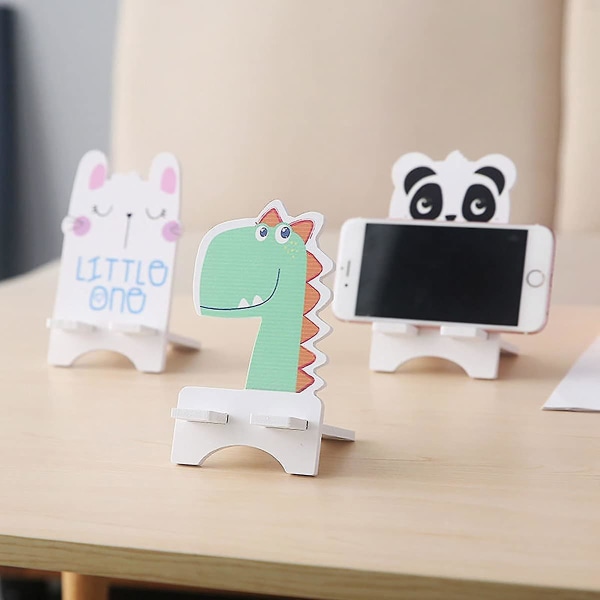 Mobiltelefonstativ, 3 stk Cute Animal Cat Panda Dragon Mobiltelefonstativ, vanntett treplastplate, kompatibel med de fleste telefoner