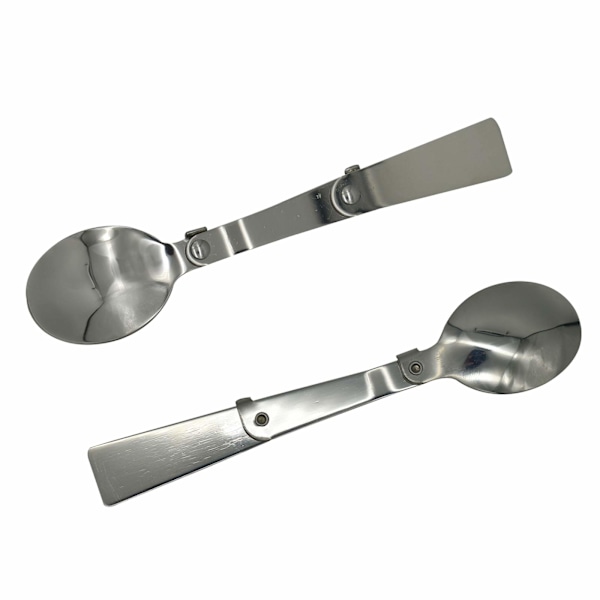 2-pack 304 Rostfritt Stål Vikbara Skedar och Gafflar Bärbar Campingbestick Multifunktionell Vikbar Fruktgaffel Utomhus Picknick Resebestick