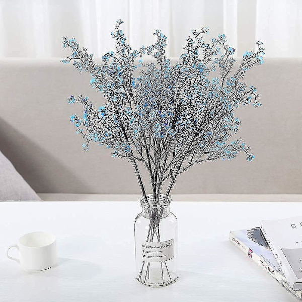 12 stk. Kunstige Gypsophila Blomster til Hjem Soveværelse Bryllup Fest Dekoration (blå)