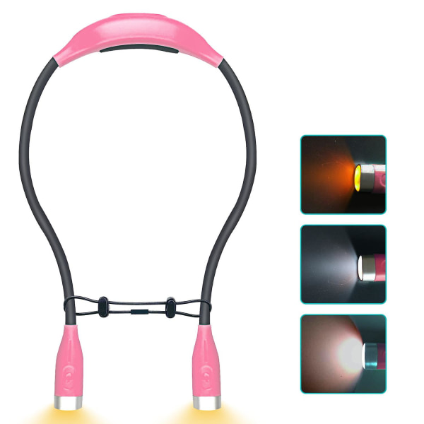 Led håndfri, fleksibel oppladbar hals-leselys med 3 justerbare lysstyrkenivåer Usb-kabel inkludert nattlampe for bok, lesing, sport, R