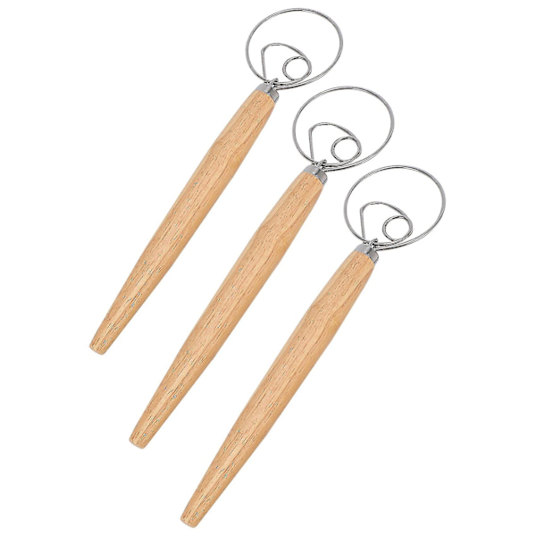 3 stycken 13” danska degvispar, brödblandare, rostfritt stål krok holländsk visp med en degspatel (spatelns färg slumpmässig)