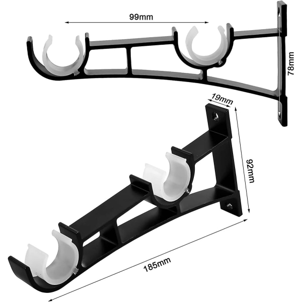 2 Drapery Rod Brackets Heavy Duty Metal Curtain Rod Bracket, Double Curtain Rod Ceiling Mount Brackets, Curtain Rod Brackets Curtain Rod Brackets, Bla