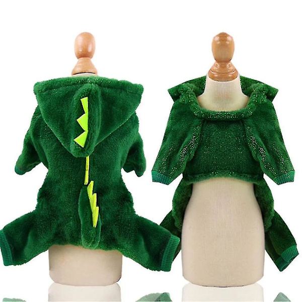 Husdjur Katt Kläder Valp Hund Katt Rolig Dinosaurie Kostym Vinter Varma Plysch Katt Rock Fleece Hoodies Tröja Liten Hund Kattunge Kläder  M