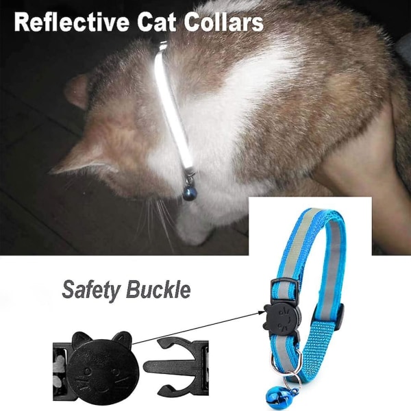 Hurtigudløser kattehalsbånd, reflekterende kattehalsbånd med klokker og sikkerhedsudløser, justerbar 8-12" til at passe til alle husstandskatte (12 pakke)