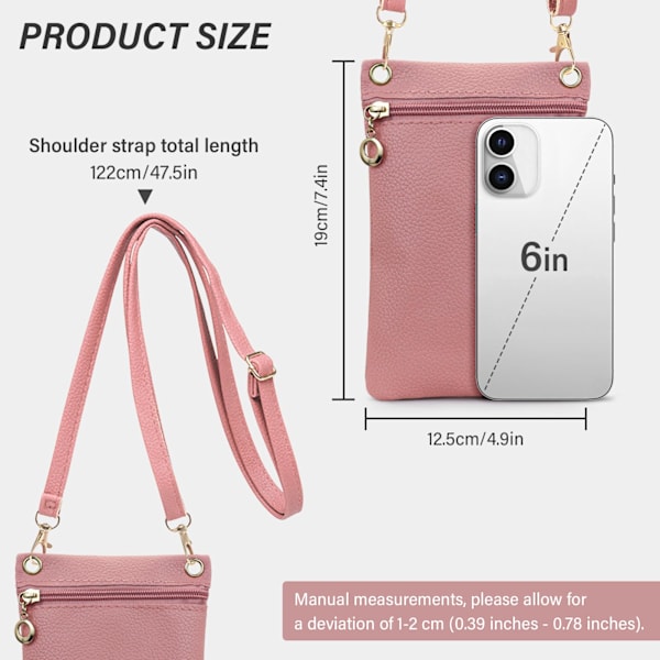 Liten Mobilväska, Mjuk PU Läder Mobilväska för Kvinnor, Mobilficka Crossbody Mobilväska - Vit White