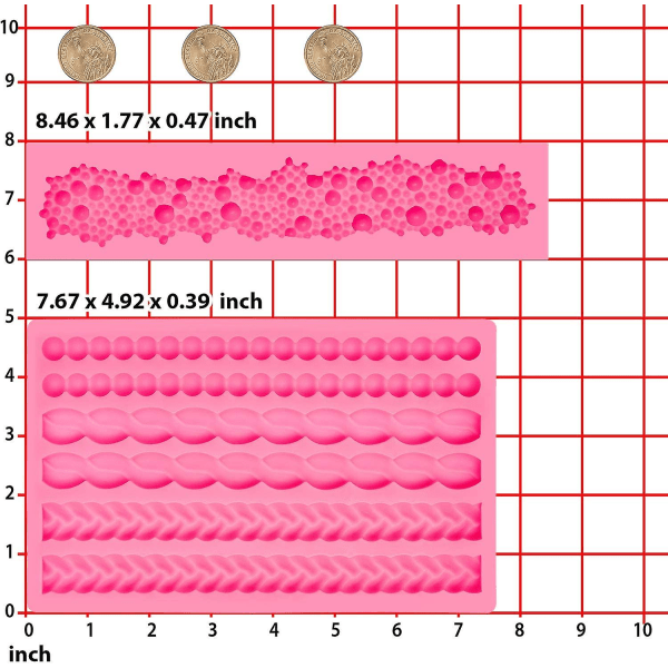 2 Pcs Rope Mold Pearl Fondant Mold Bubble Mold Fondant Silicone Molds Round Pearls Bubbles Moulds Cake Decoration Molds