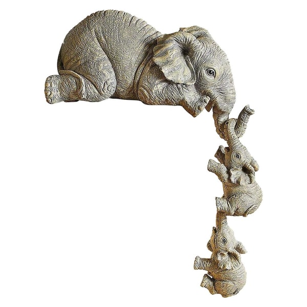 3st elefantfigurer Elefant Mamma Bebisar Skulptur Hemprydnad Djurstaty Dekor