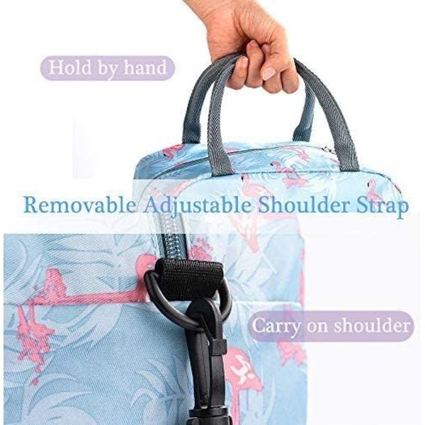 Lunsjpose Tote Bag for Kvinner Bred Åpen Isolerte Kjølepose Vannbestandig Termisk Lekkasjesikker Lunsjarrangør For Menn Jenter Utendørs Piknik Arbeid Big Flamingo
