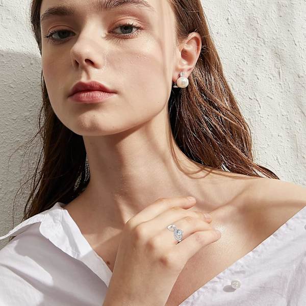 Sølvringer for kvinner Kjærlighetsknute Ringer Justerbare Åpne Fingerfjærringer Smykkegaver Kryssede Ringer for Kvinner med Cubic Zirconia style9
