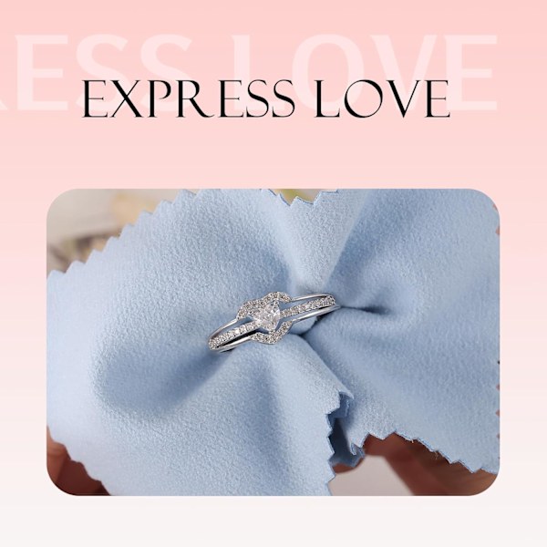 925 Sterling Silver Ringar för Kvinnor Kärleksknutsringar Justerbara Öppna Fingerfjäderringar Smycken Gåvor Korsade Ringar för Kvinnor med Kubisk Zirkonia Love Heart Rings