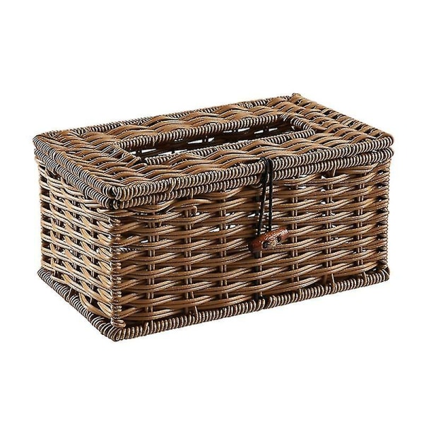 Imiteret Rattan Skuffe Papirservietkasse Elegant Hjemmedekoration 21x12x9cm