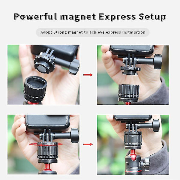 Gp-4 Hurtigutløsende Magnetisk Monteringsbase Med 1/4'' Stativmonteringsbaseadapter Kompatibel Med Hero Max/9/8/7/6/5/4/3, Osmo