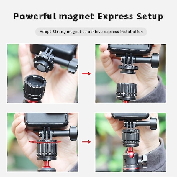 Gp-4 Snabbkoppling Magnetisk Fästbas Med 1/4'' Stativfäste Basadapter Kompatibel Med Hero Max/9/8/7/6/5/4/3, Osmo