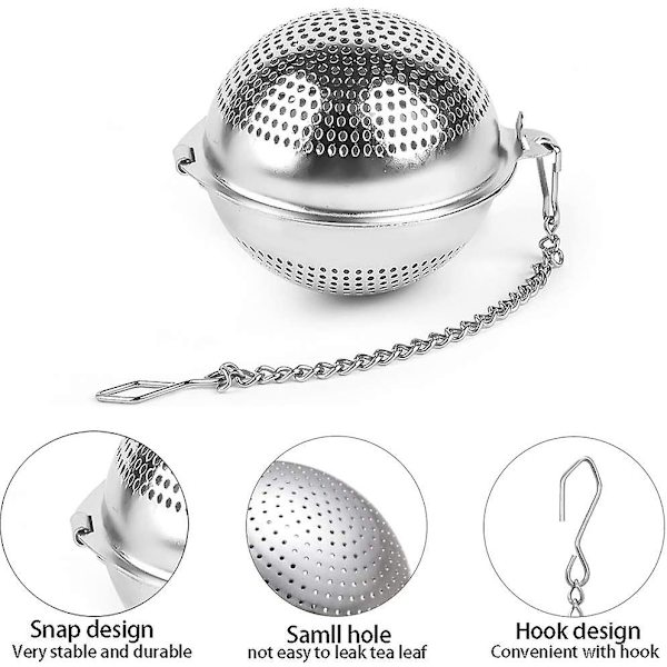 Teekugle Infuser, 2 stk Rustfrit Stål Teekugle Infuser, Teefilter Med Forlænget Kæde