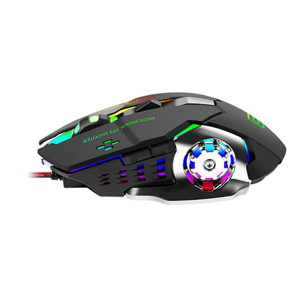 6 knappers mekanisk gaming mus usb kablet lysende lys mus 3200dpi justerbar