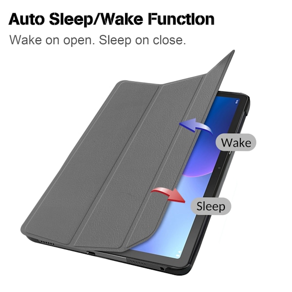 Smart Case for Galaxy Tab A9+ Plus 11 tommer 2023 SM-X210 SM-X215 SM-X216 SM-X218, Ultratynt Stativ Hardt Bakdeksel Beskyttende Nettbrettveske - Grå