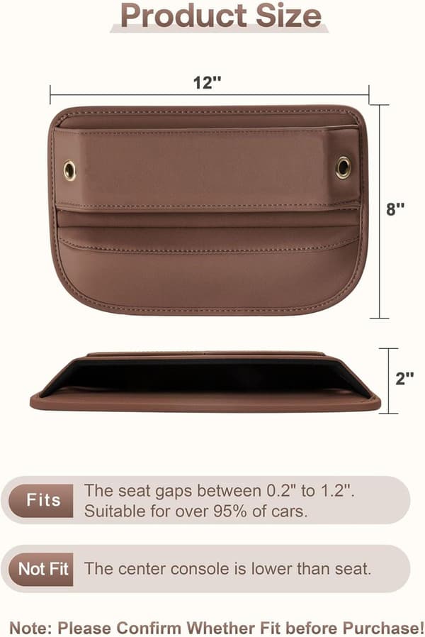 Bilförvaring, läder, 2-pack, två bilförvaringsväskor – Universal, Brun/Svart Brown