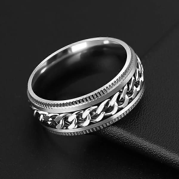 Drejbar Øloplukker Ring med Intern Roterende Kæde Titanium Stål 9 9 Black