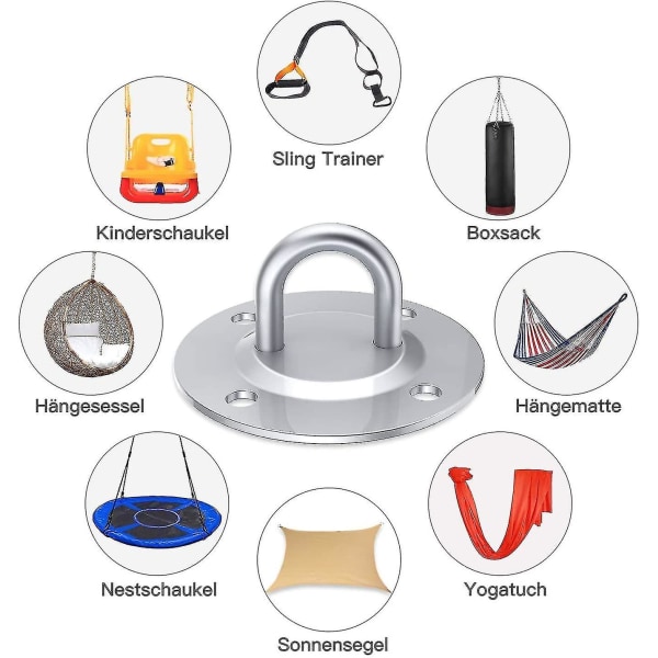 Loftskrog til ophængning af hængekøje i rustfrit stål, 400 kg, til ophængning af hængekøje, boksepude, slyngetræner, stofmarkise, redegynge