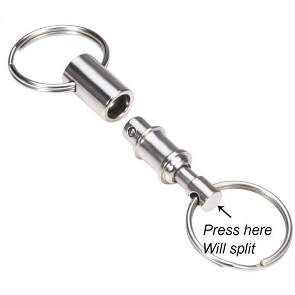 Aftagelige Pull Apart Sølv Nøgleringe Nøglekæder-Heavy Duty Dual Key Ring Pull Apart Snap Lock Holder med Split Ringe (3 Pakke)