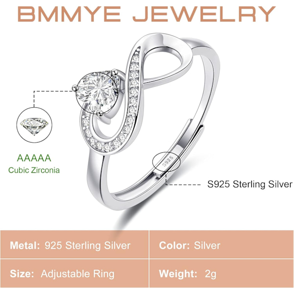 Sølvringer for kvinner Kjærlighetsknute Ringer Justerbare Åpne Fingerfjærringer Smykkegaver Kryssede Ringer for Kvinner med Cubic Zirconia style9