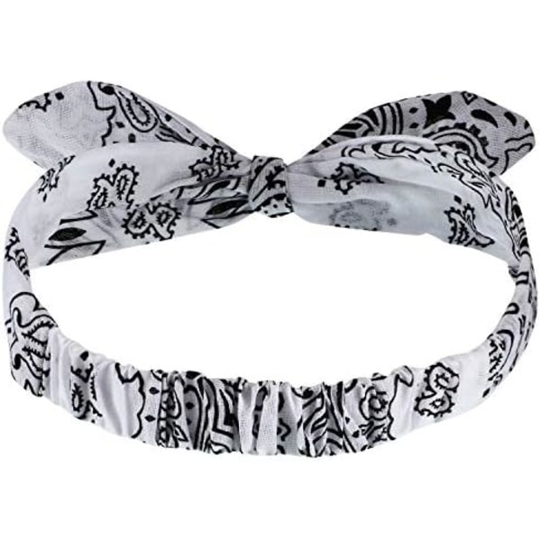 2 st Bandana-hårband för kvinnor och flickor, knut retrotryckta pannband Paisley-tryckta pannband Huvudband Justerbart huvudband (Röd, Vit) Red, White 1 count (Pack of 1)