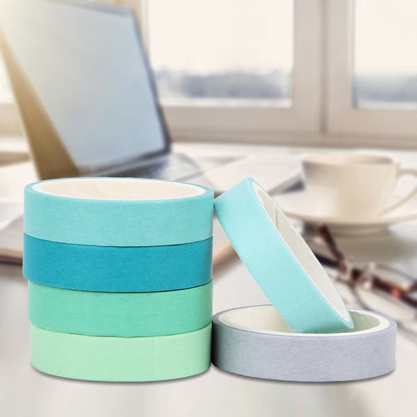 6 kpl itseliimautuva Washi-teippi yksivärinen setti DIY leikekirja käsitilakoristelu (valtameri)