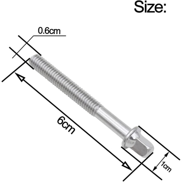 Skruer, trommespændestang, bastrommesæt med nøglespændestænger Tilbehør Reservetilbehør Udskiftning af musikinstrumenter (6 stk, sølv)