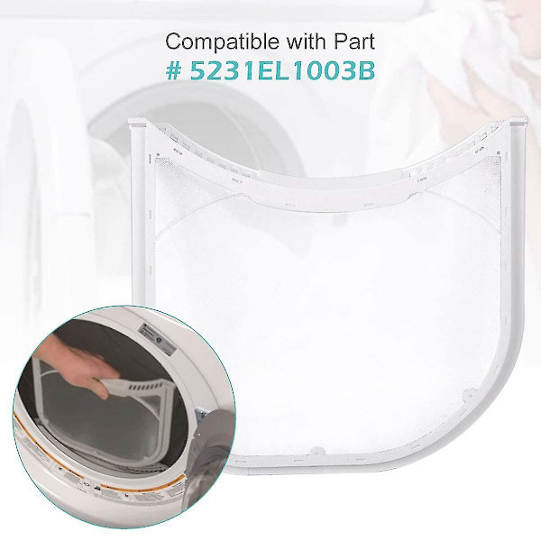 2-pack torktumlarens luddfilter med filtkantrandsförsegling för LG 5231EL1003B DLE2512W DLE2514W