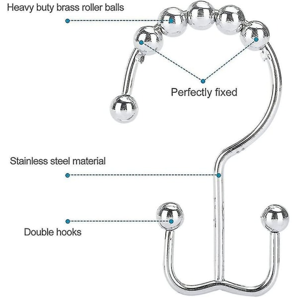 2 kpl Double Hook Suihkuverhokoukut Kylpyhuone Verhokoukut Ruosteenkestävä