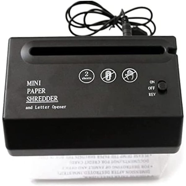 Smal USB-driven pappersförstörare för hemmet/kontoret (1 st, svart)