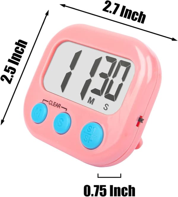 Klasseromstimer for lærere og barn Stor magnetisk digital timer 2-pakning Pink