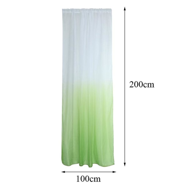 Vindusgardin i Tulle Voile med Gradient, Gjennomsiktig Romgardin, 100*200cm Grønn