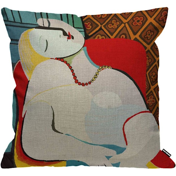 Kuddfodral Picasso Le Reve The Dream Målning Överkast Kuddfodral Hem Dekorativ för Män/Kvinnor/Pojkar/Flickor vardagsrum Sovrum Soffa Stol 18X18 Multi 07 18 x 18 cm