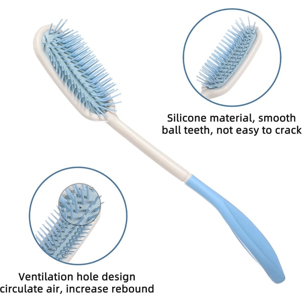 Hårbørster, lang håndtak myk kam og børste, skjønnhetshår egnet for eldre og personer med nedsatt funksjonsevne