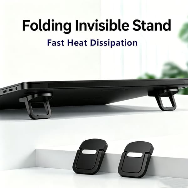 Sæt med 2 bærbare stativer i zinklegering – foldbare – justerbare ergonomiske skrivebordsstativer (sort) Black