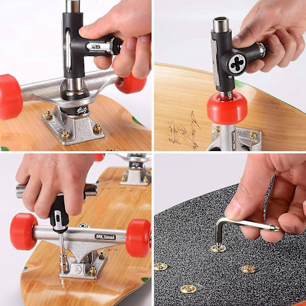 Skateboard-værktøj Alt-i-én Multifunktion Ratchet Skateboard-værktøj Med Skateboard Griptape Eraser Kit