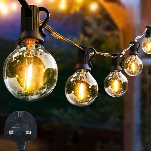 G40 Festoon Fairy Lights 1,5m G40 15 LED-pærer, hagelampe til festdekorasjon Utendørs Ip45 vanntett