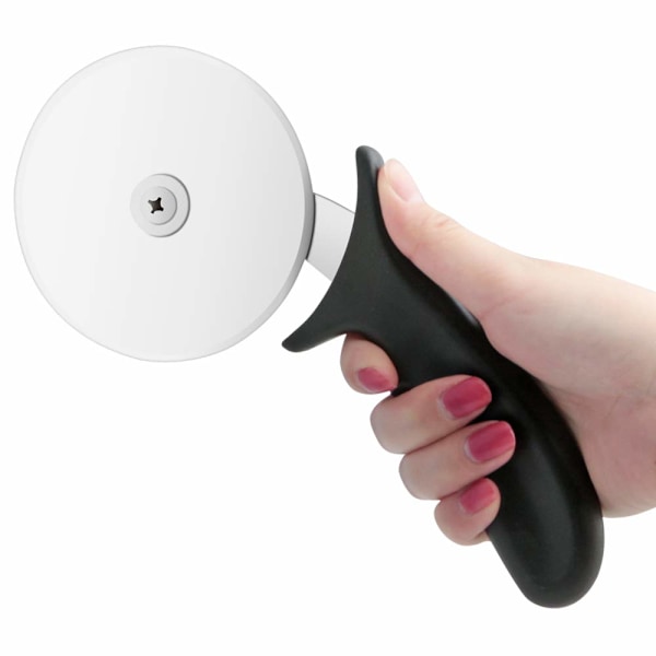 Pizzakutter, Profesjonell Pizzaskjærer, Rustfritt Stål Blad og Plast Håndtak Sklisikkert med Ergonomisk Design, Svart