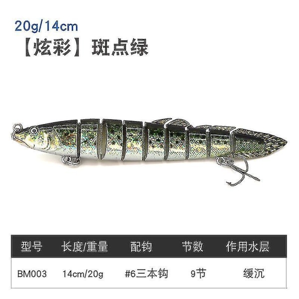 14cm 20g fiskesluk ål 9 segmenter Multileddet synkende wobbler for gjeddeabbor Swimbbait Crankbait
