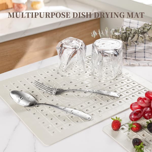 Diskmatta för diskho, 30,5 cm x 25,5 cm, avrinningsmatta, diskhoskydd, 2-pack, krämvit.
