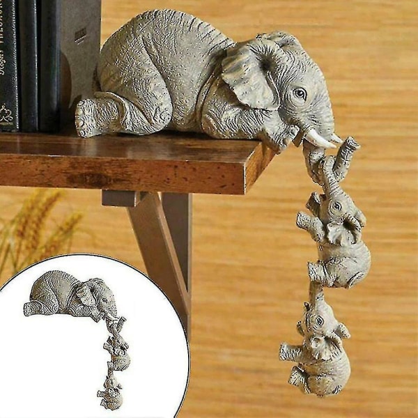 Elephant Sitter Håndfigur Dekor Hengende Kant Hjem Desktop Ornament