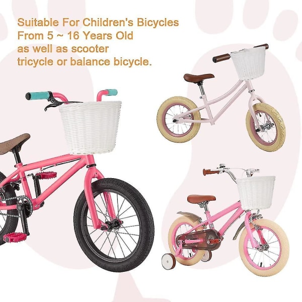 Barncykelkorg Handvävd cykelkorg för barn, cykelkorg för flickor Pojkar Barn, med cykeltillbehör