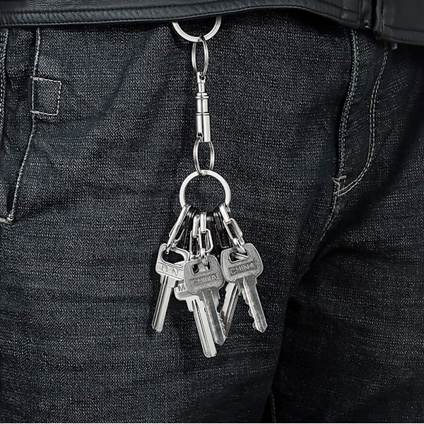 Avtakbare sølv nøkkelringer nøkkelringer - Heavy Duty Dual Key Ring Pull Apart Snap Lock Holder med delte ringer (3-pakning)